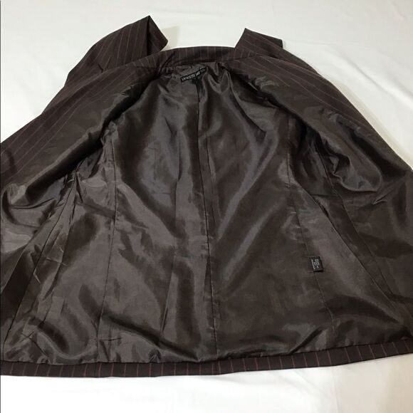 Lafayette 148 Wool Blazer Brown Red Pinstripes Single Button Blazer Size 4 - Picture 4 of 10